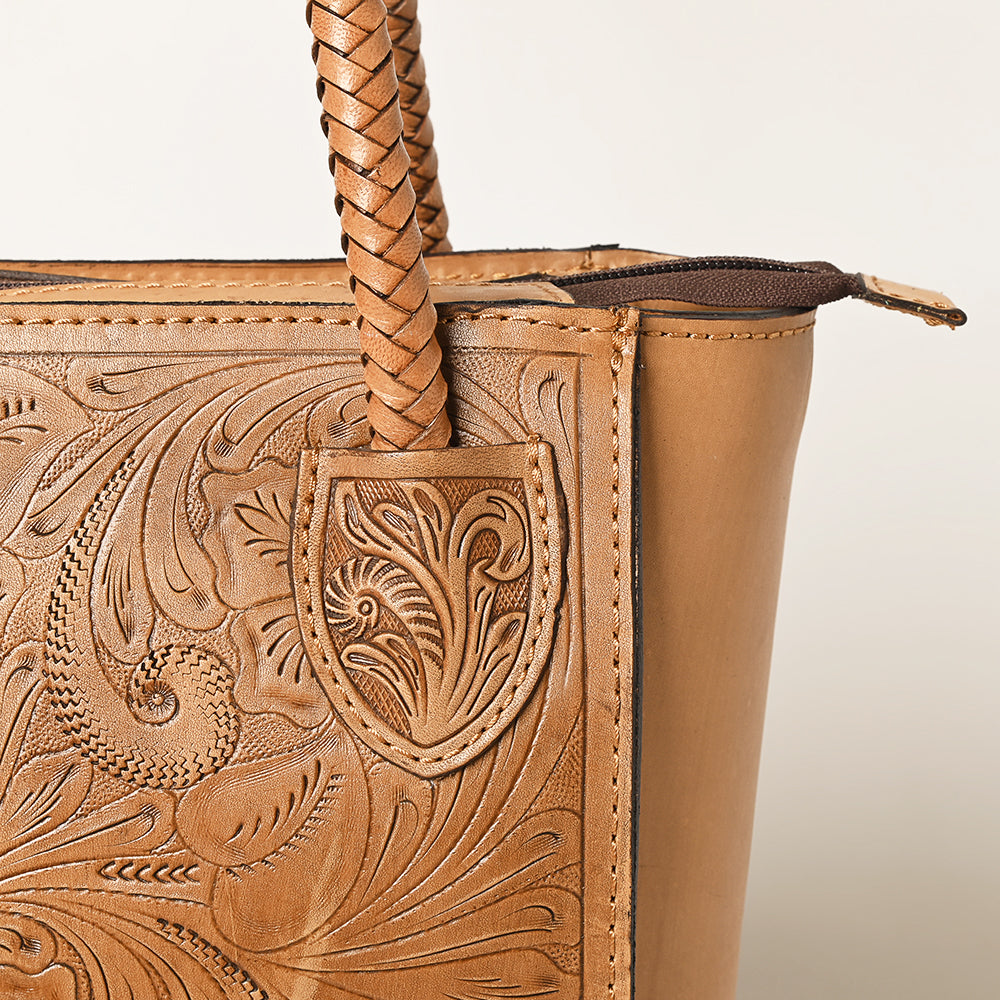 Ohlay Tote Hand Tooled Genuine Leather