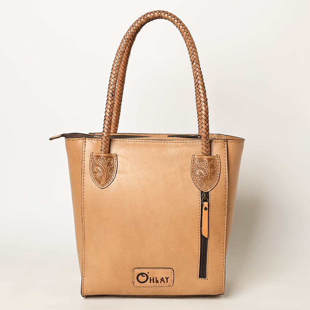 Ohlay Tote Hand Tooled Genuine Leather