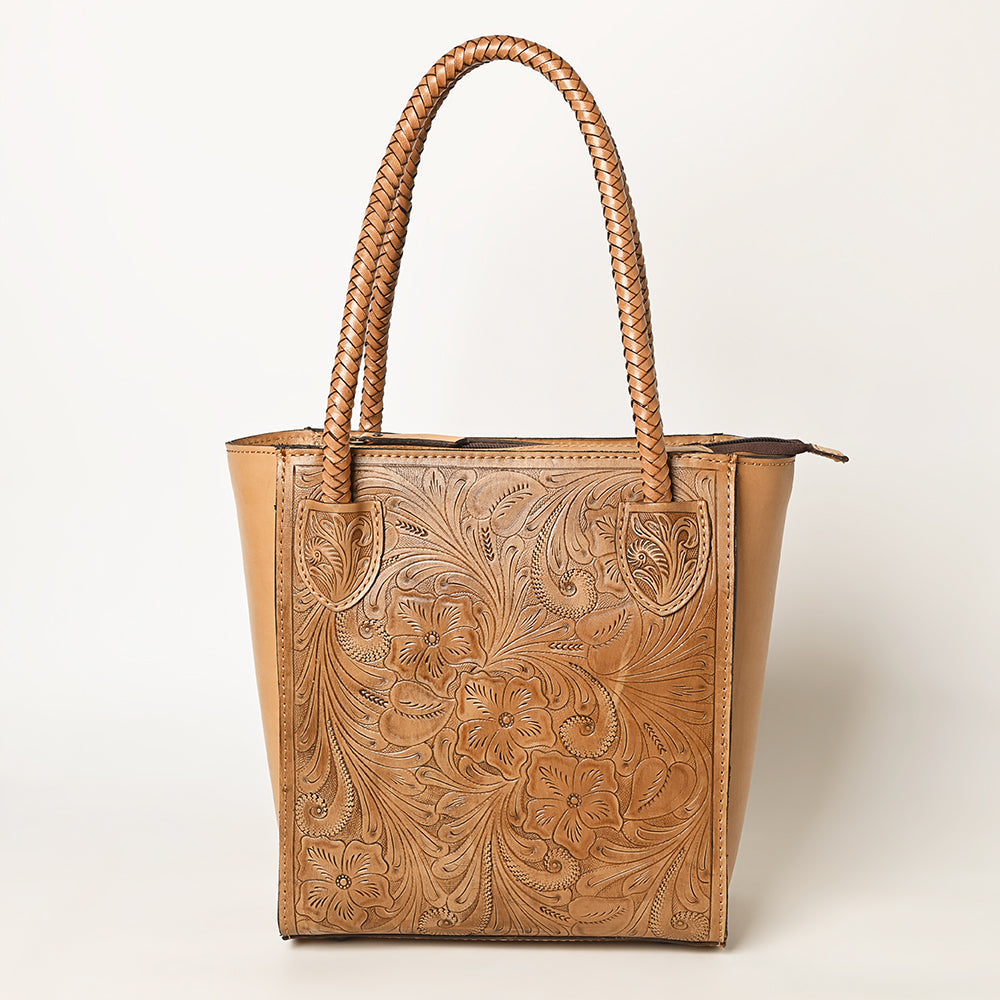 Ohlay Tote Hand Tooled Genuine Leather