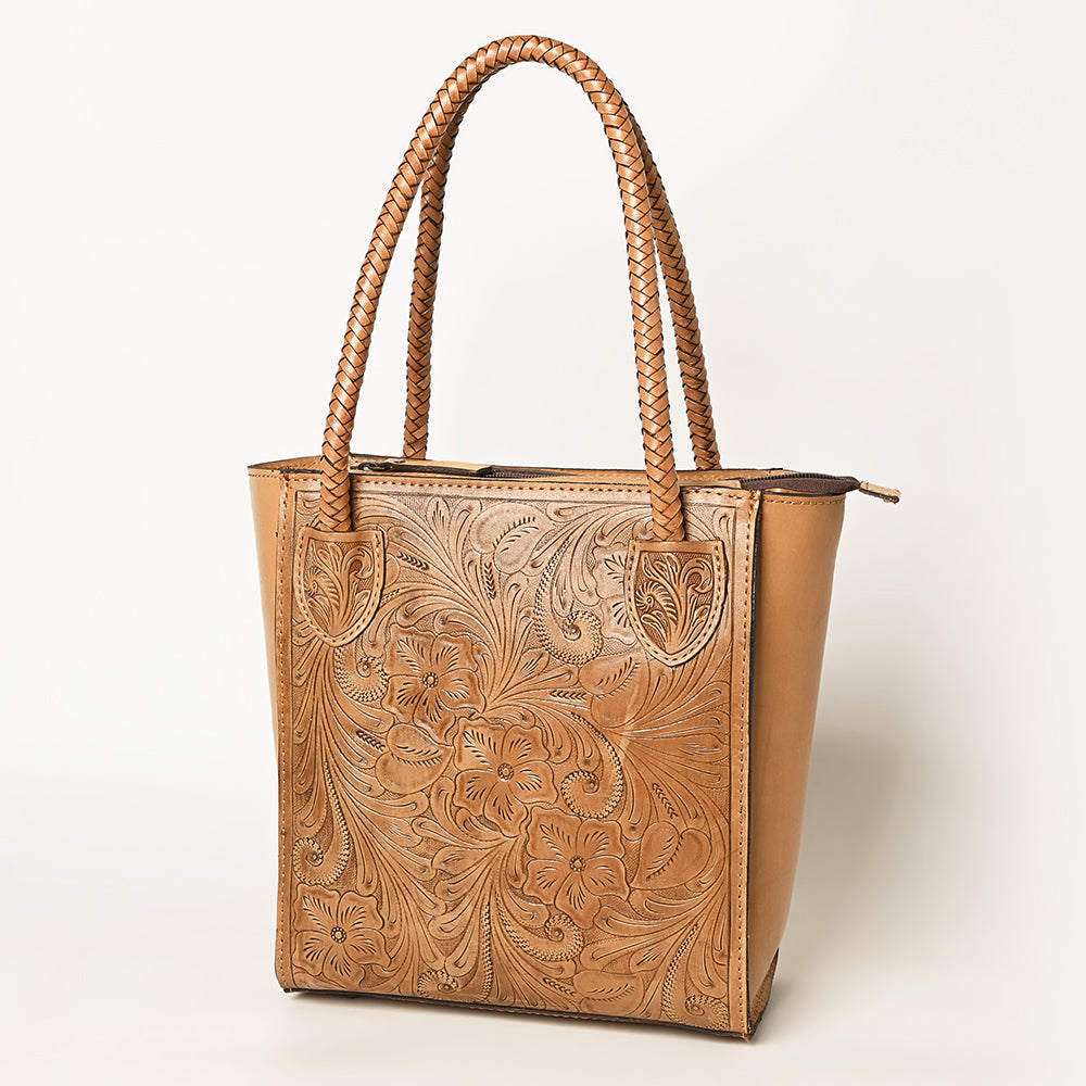 Ohlay Tote Hand Tooled Genuine Leather