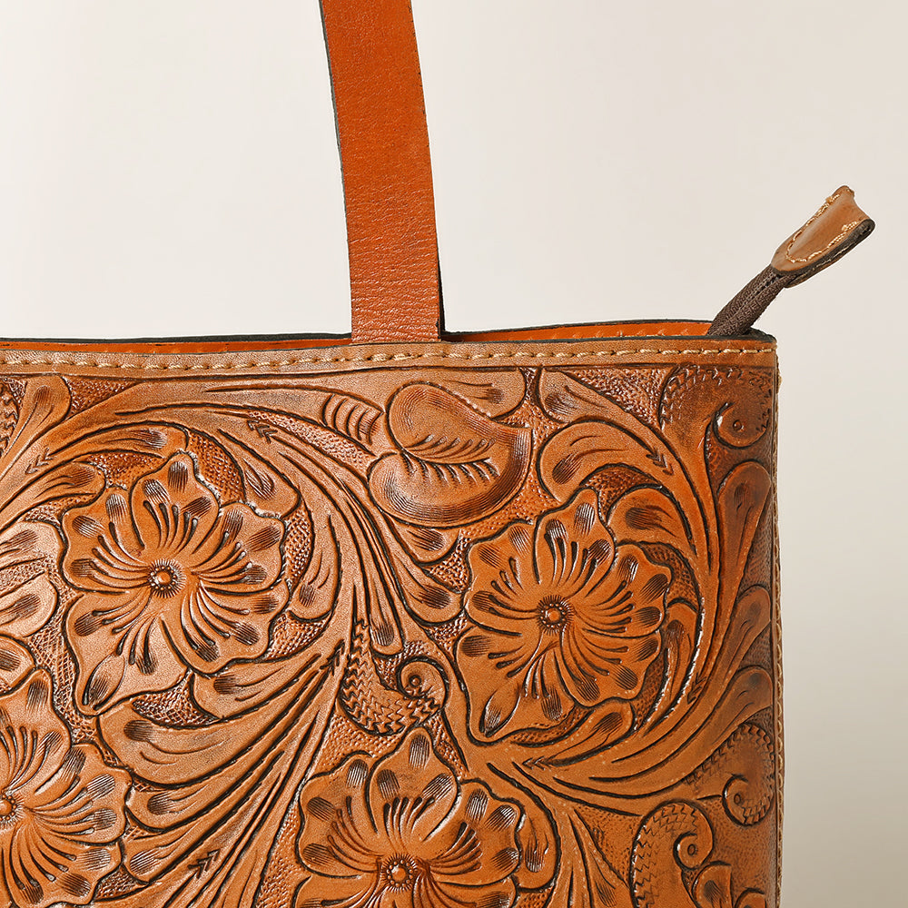 Ohlay Tote Hand Tooled Genuine Leather
