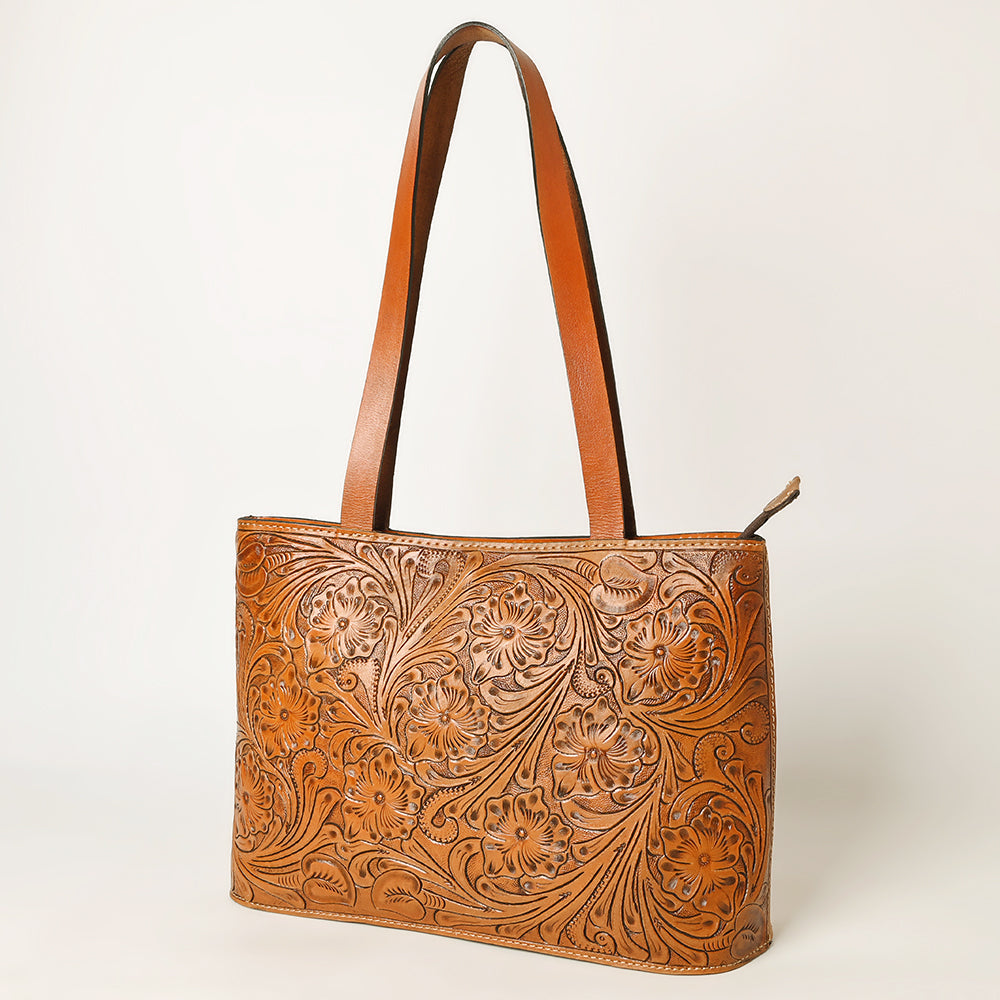 Ohlay Tote Hand Tooled Genuine Leather
