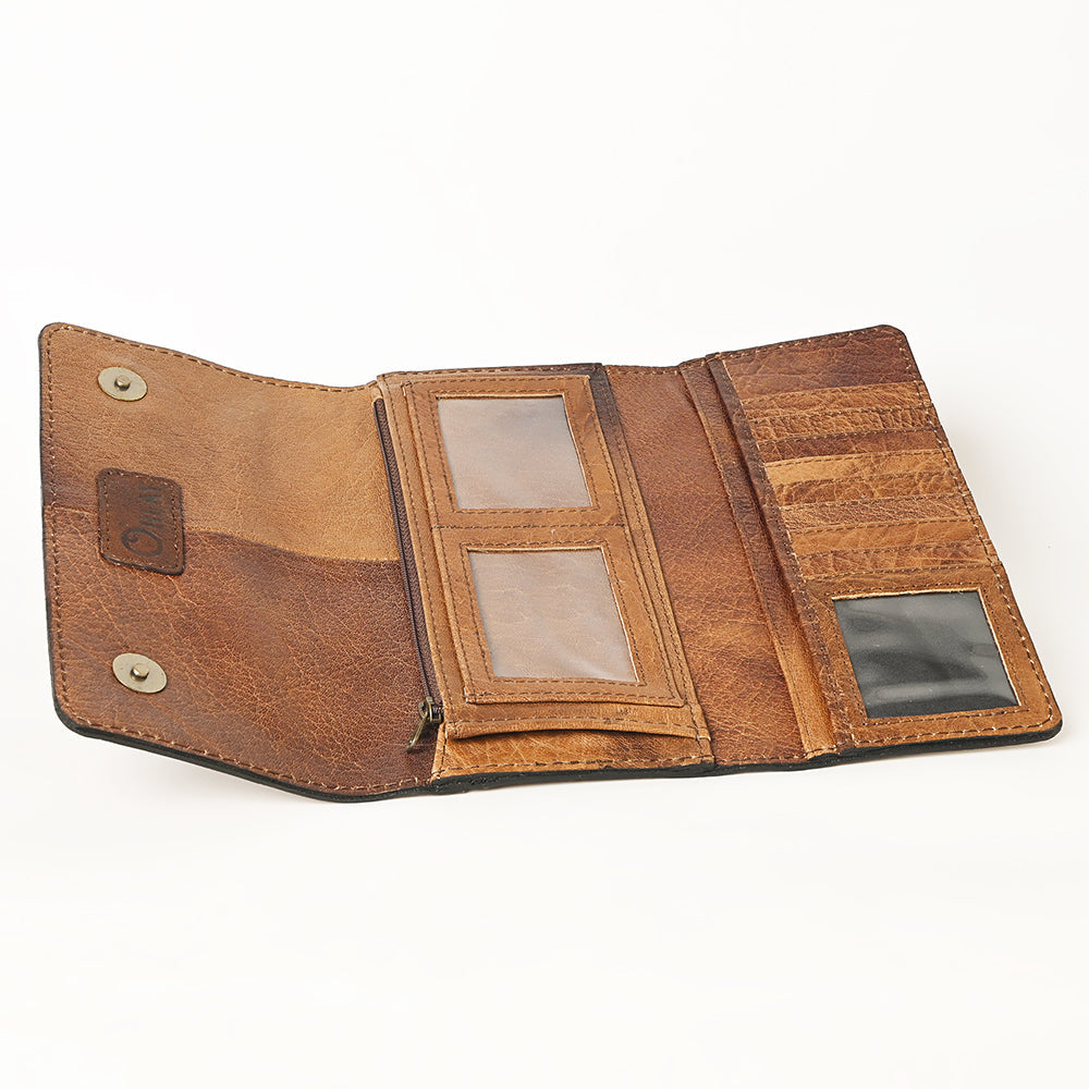 OHLAY Hand-Tooled Genuine Leather Wallet
