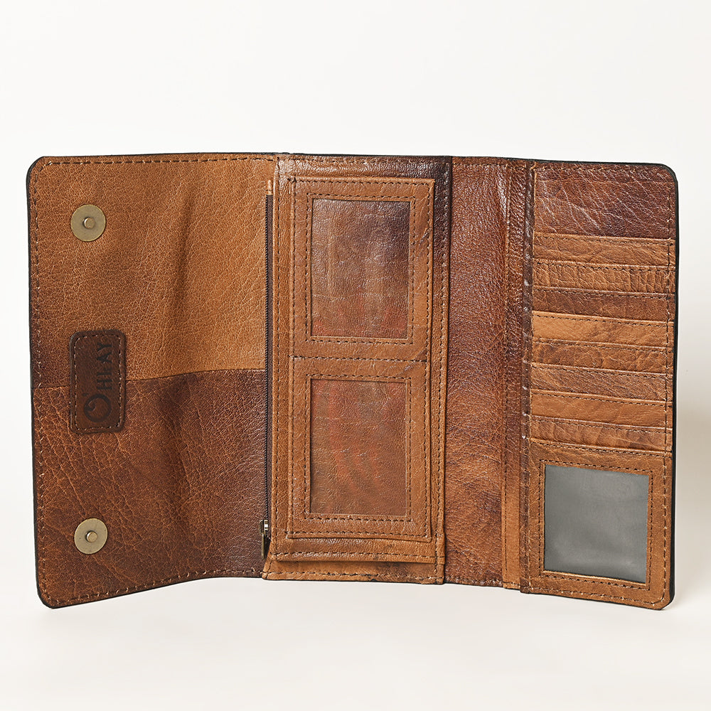 OHLAY Hand-Tooled Genuine Leather Wallet