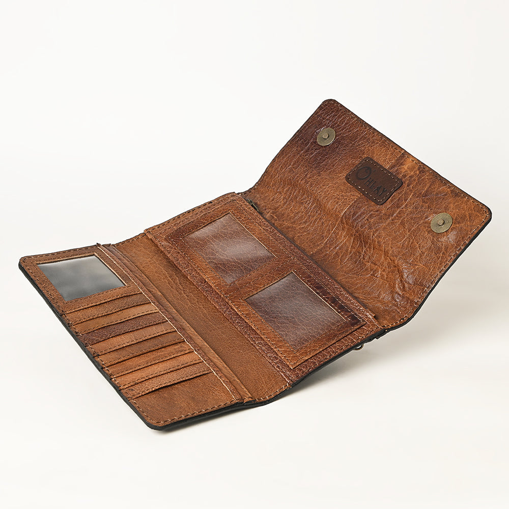 OHLAY Hand-Tooled Genuine Leather Wallet