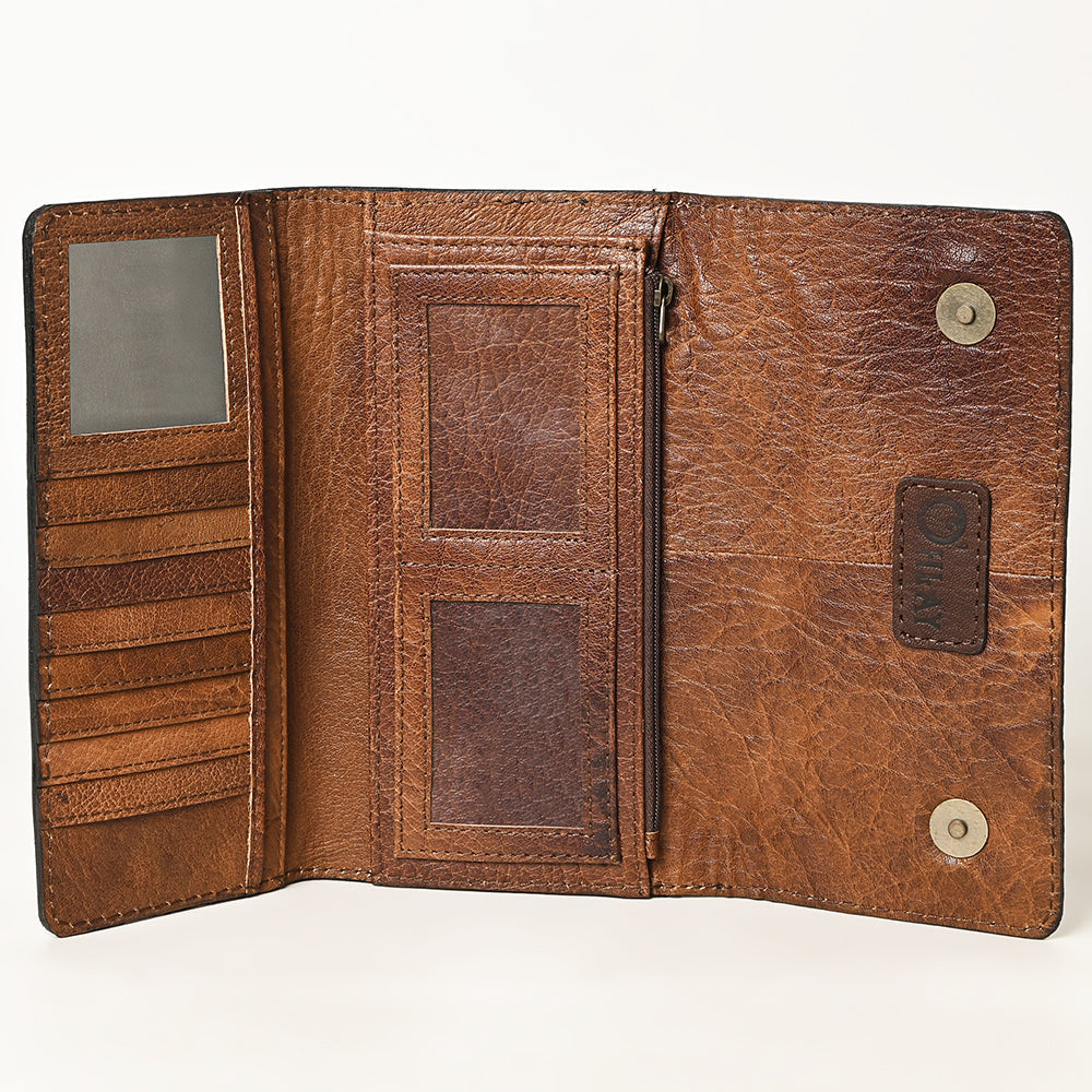 OHLAY Hand-Tooled Genuine Leather Wallet
