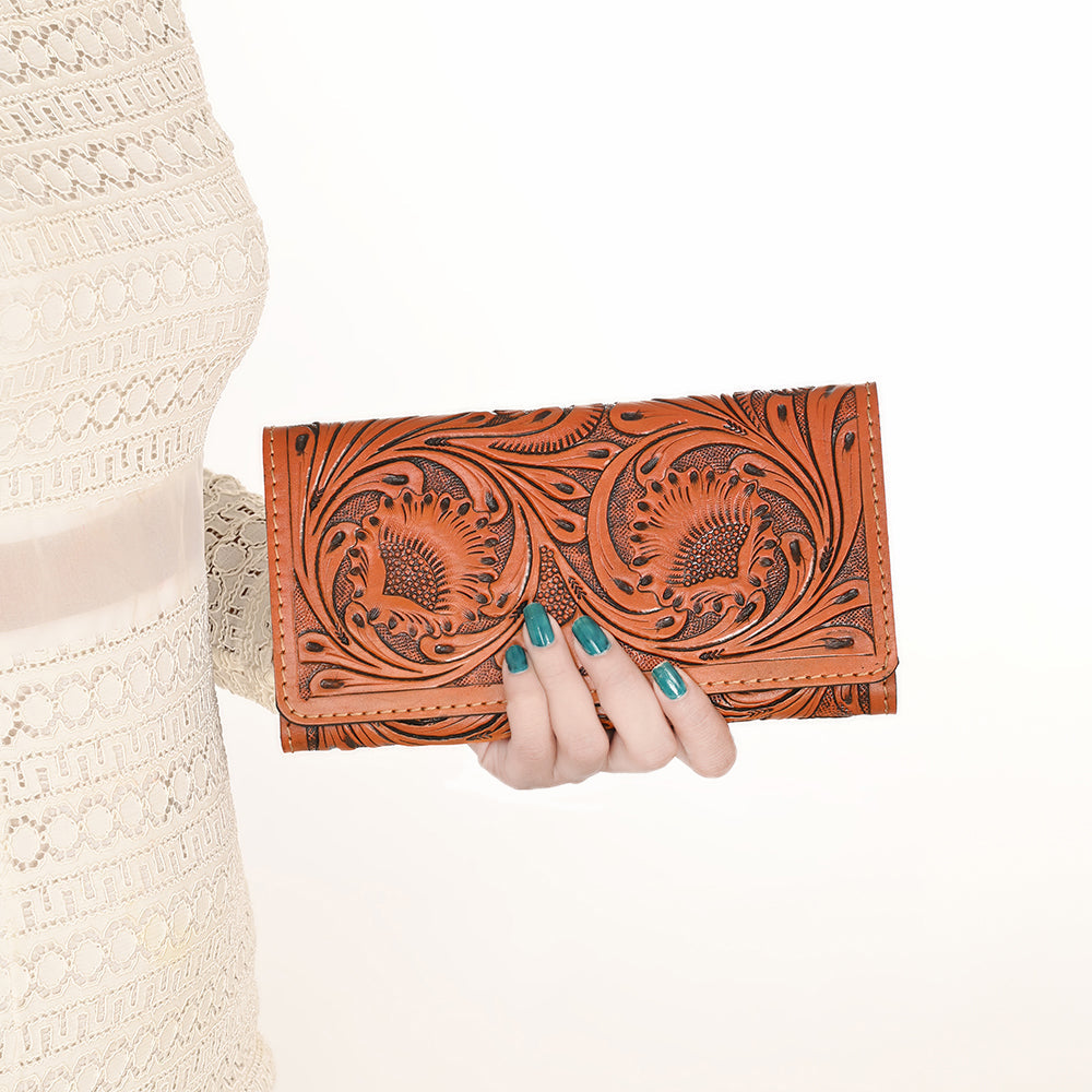OHLAY Hand-Tooled Genuine Leather Wallet