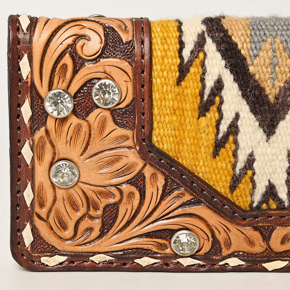 American Darling Hand-Tooled Saddle Blanket Leather Wallet