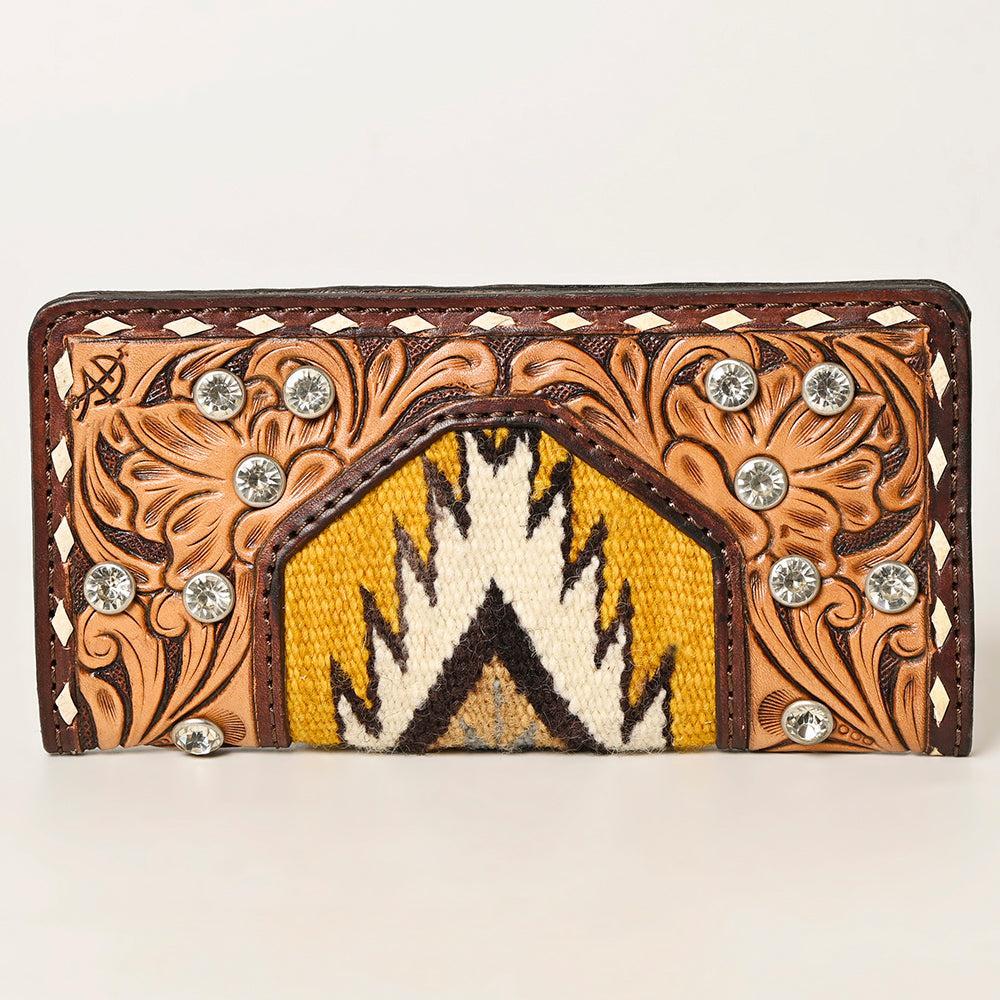 American Darling Hand-Tooled Saddle Blanket Leather Wallet