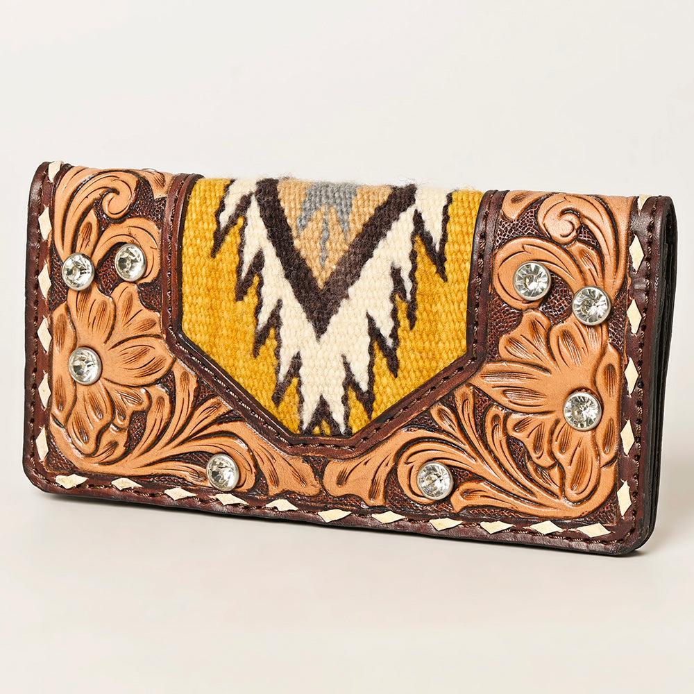 American Darling Hand-Tooled Saddle Blanket Leather Wallet