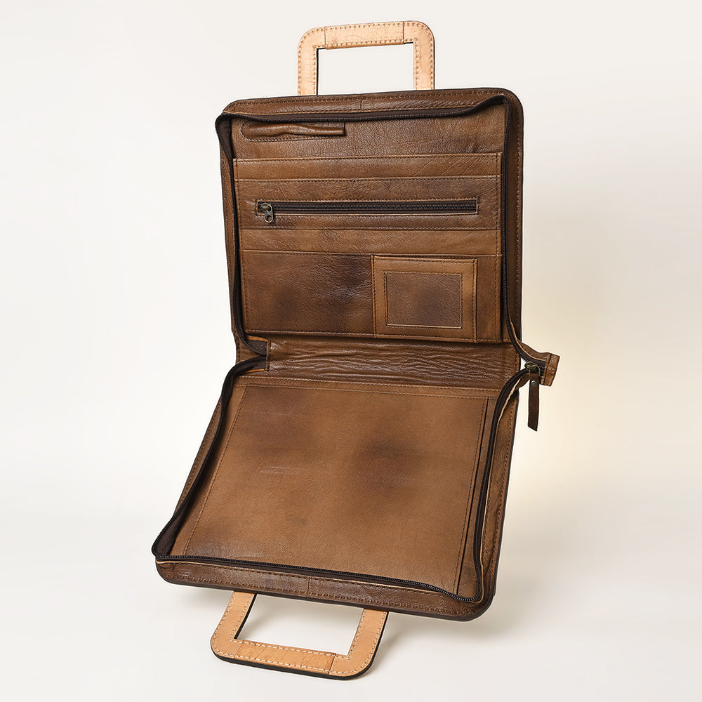 American Darling Briefcase Hand Tooled Genuine Leather