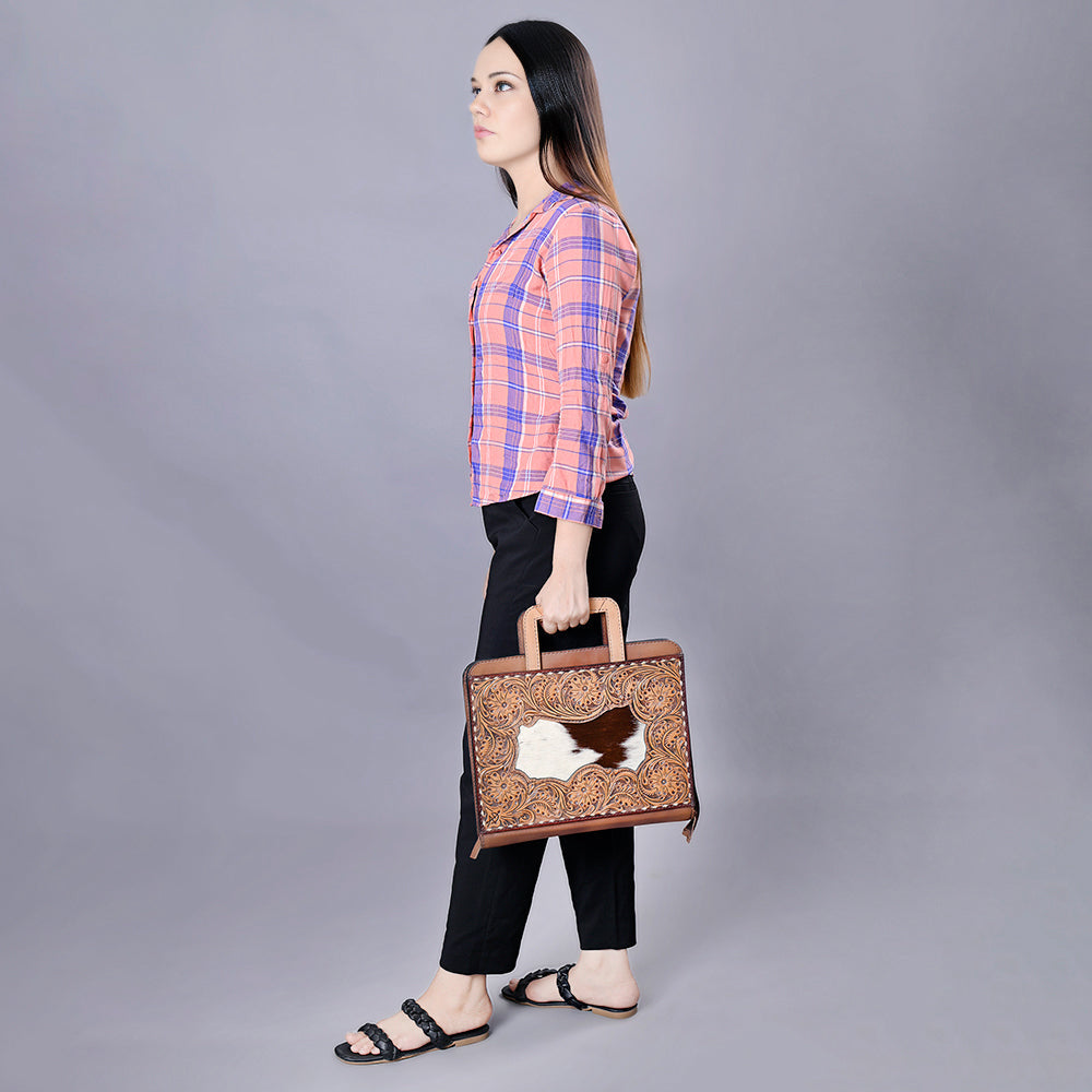 American Darling Briefcase Hand Tooled Genuine Leather