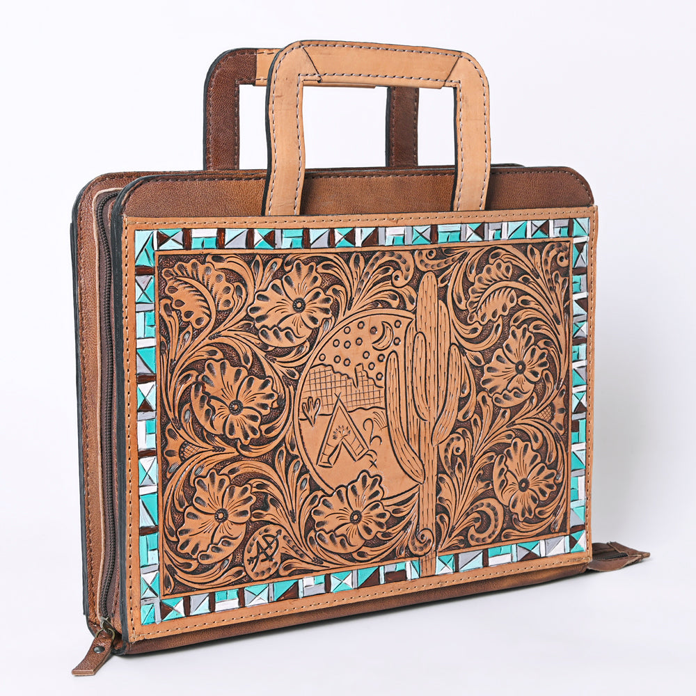 American Darling Briefcase Hand Tooled Genuine Leather