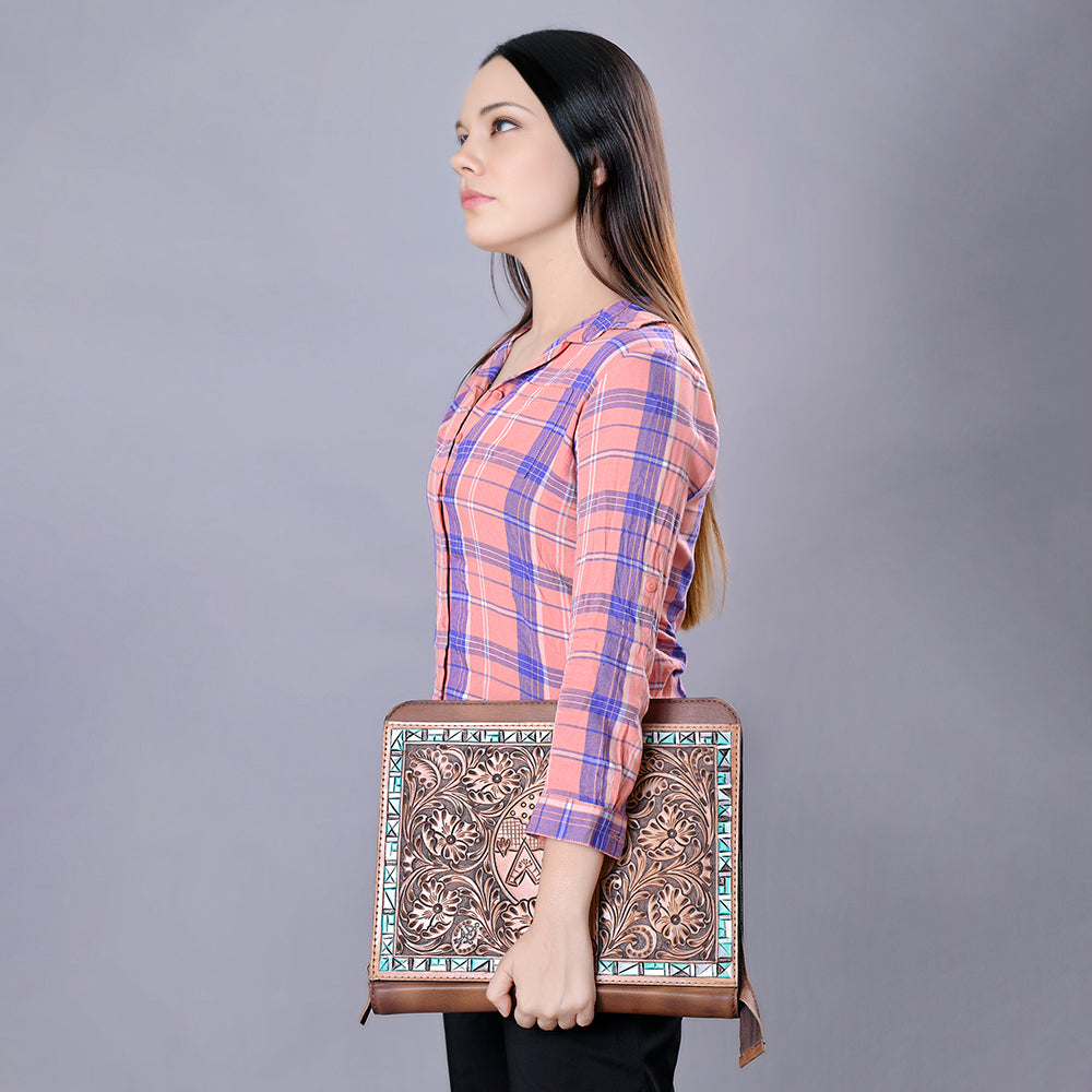 American Darling Briefcase Hand Tooled Genuine Leather