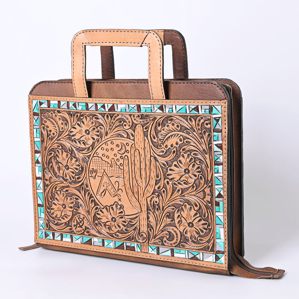 American Darling Briefcase Hand Tooled Genuine Leather