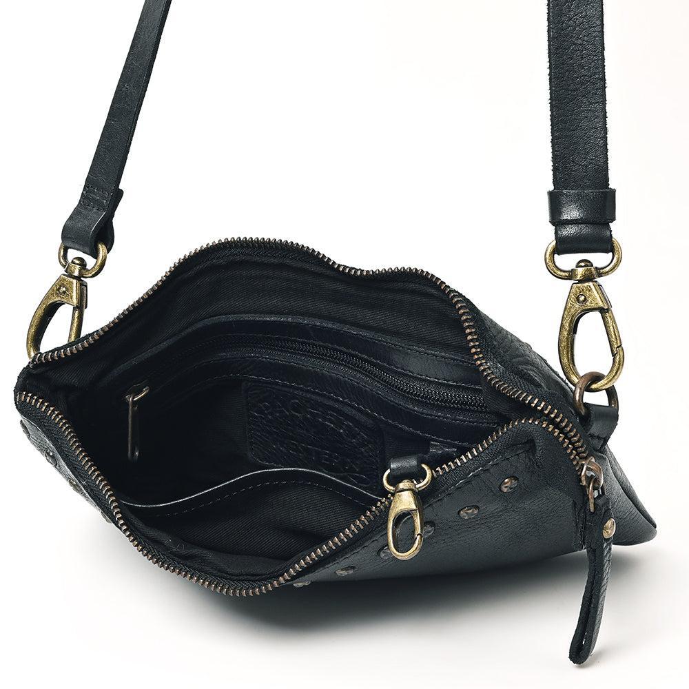 Spaghetti Western Crossbody Vintage Handmade Drum Dyed Genuine European Cowhide Leather