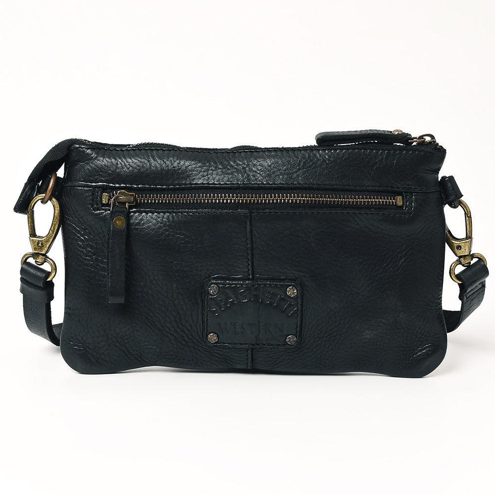 Spaghetti Western Crossbody Vintage Handmade Drum Dyed Genuine European Cowhide Leather