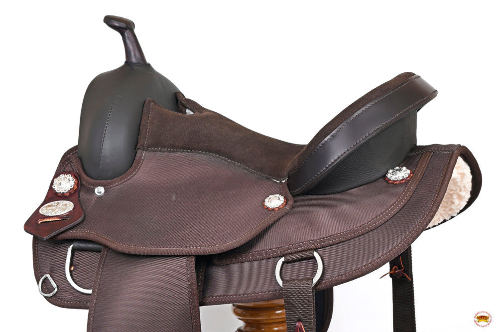 HILASON Flex Tree Western Horse Trail PleasureIn American Leather Saddle Brown | for Horses