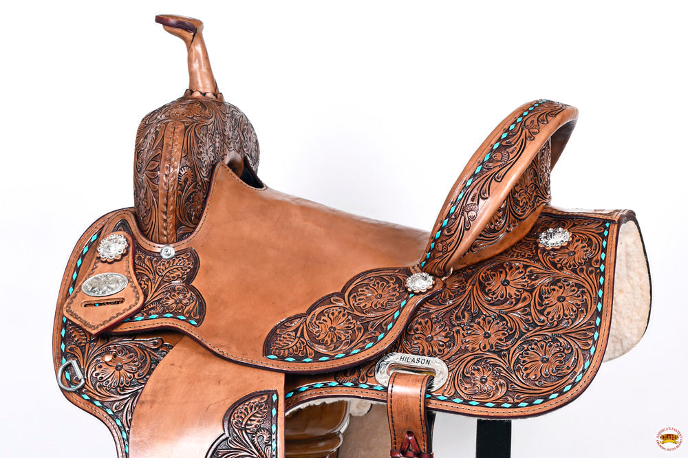 Hilason Western Flex-Tree Barrel & Trail Leather Saddle — Brown