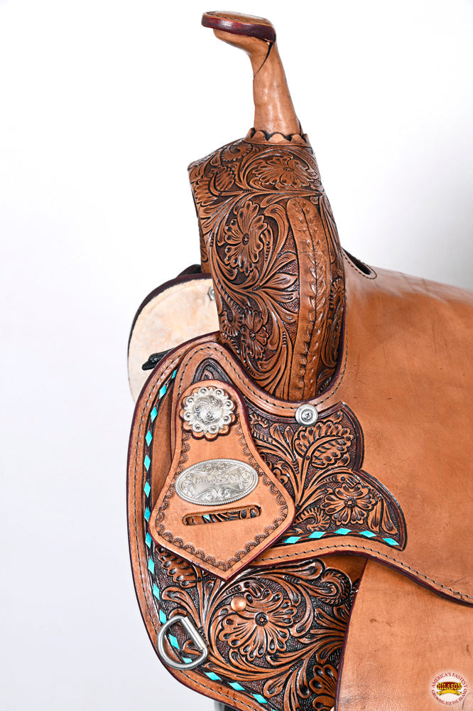 Hilason Western Flex-Tree Barrel & Trail Leather Saddle — Brown