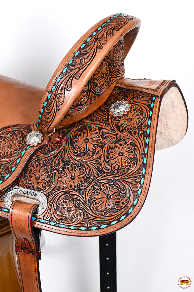Hilason Western Flex-Tree Barrel & Trail Leather Saddle — Brown