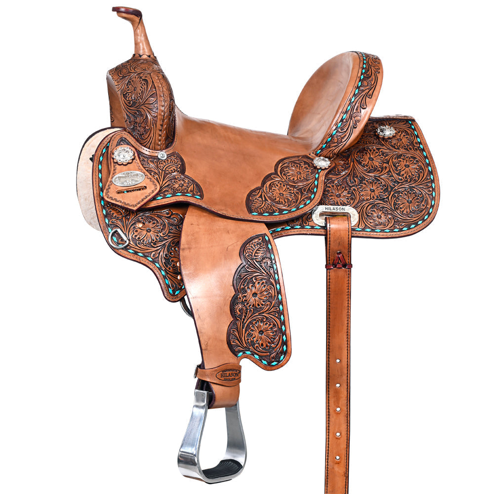 Hilason Western Flex-Tree Barrel & Trail Leather Saddle — Brown
