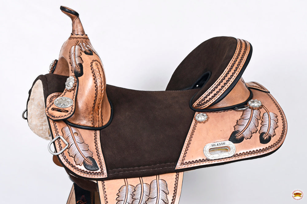 HILASON Western Horse Treeless Trail Saddle Genuine American Leather Tan l | for Horses