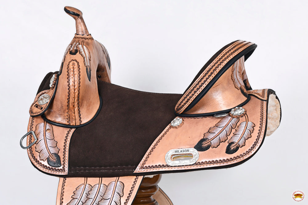 HILASON Western Horse Treeless Trail Saddle Genuine American Leather Tan l | for Horses