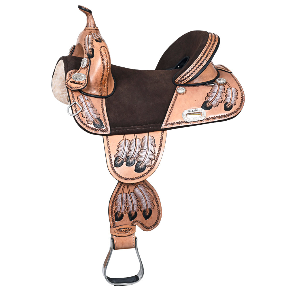 HILASON Western Horse Treeless Trail Saddle Genuine American Leather Tan l | for Horses