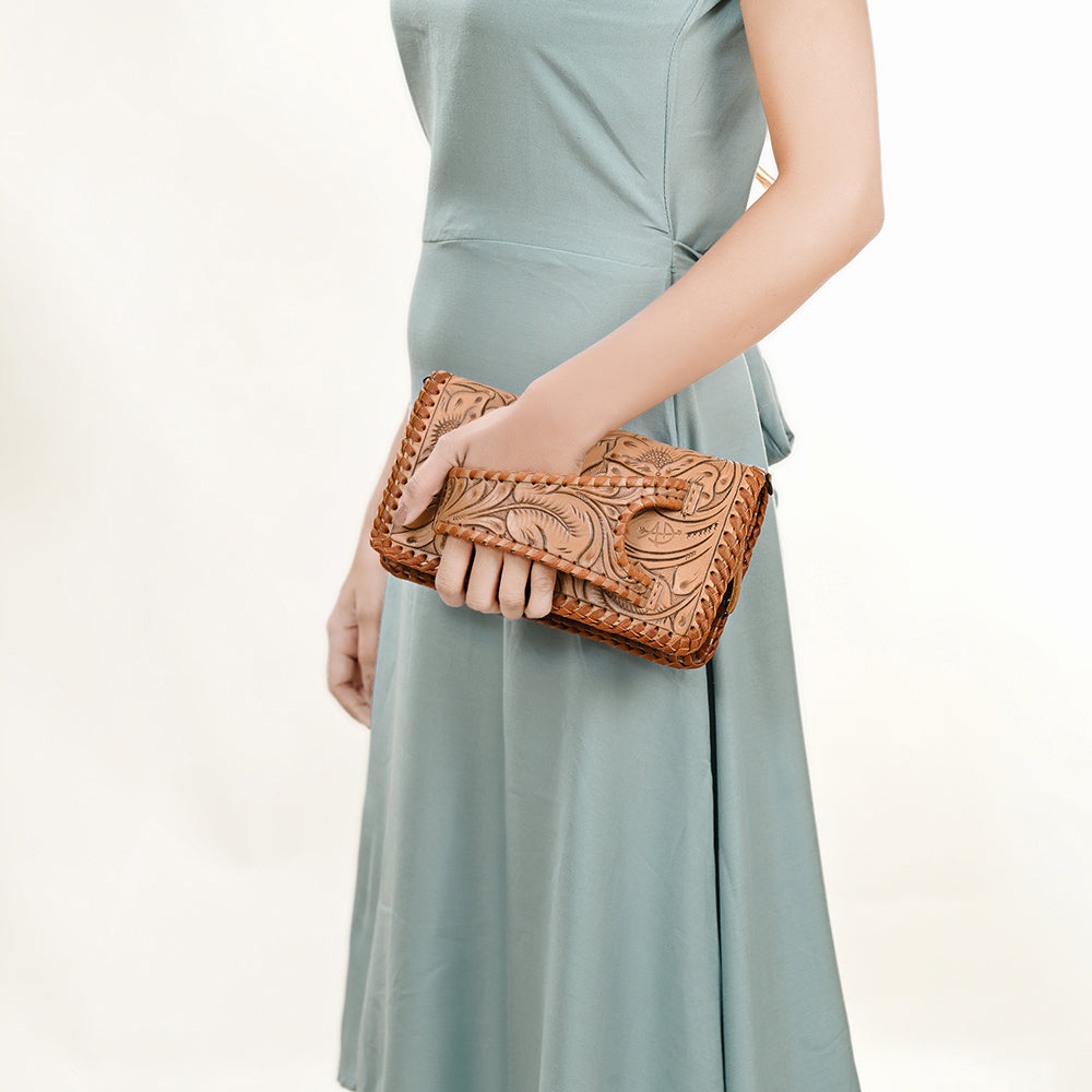 American Darling Clutch Hand Tooled Genuine Leather
