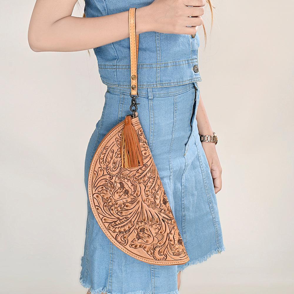 American Darling Clutch Hand Tooled Genuine Leather