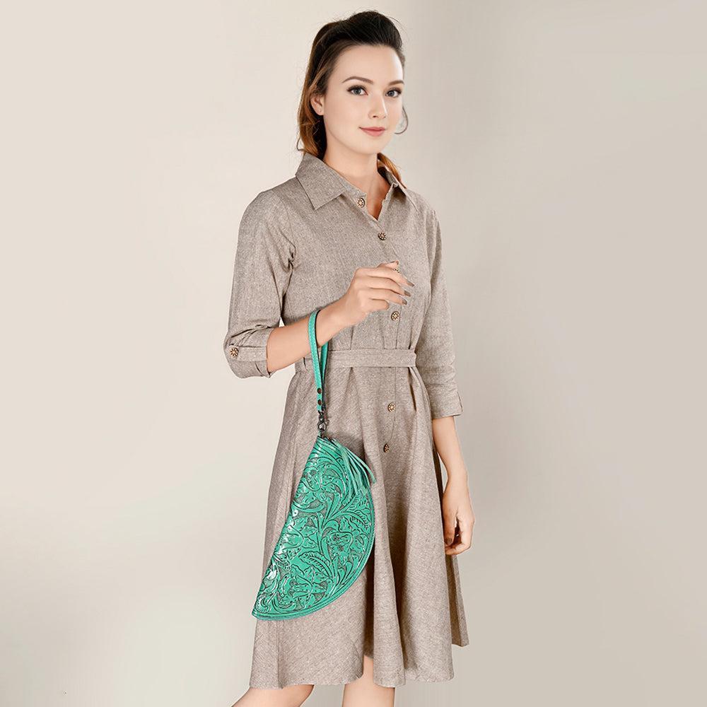 American Darling Clutch Hand Tooled Genuine Leather