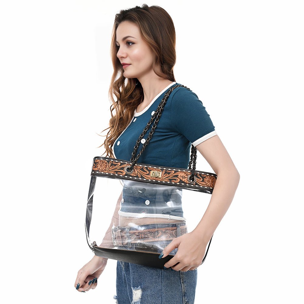American Darling ADBG1238 Hand-Tooled Leather Shopper Tote