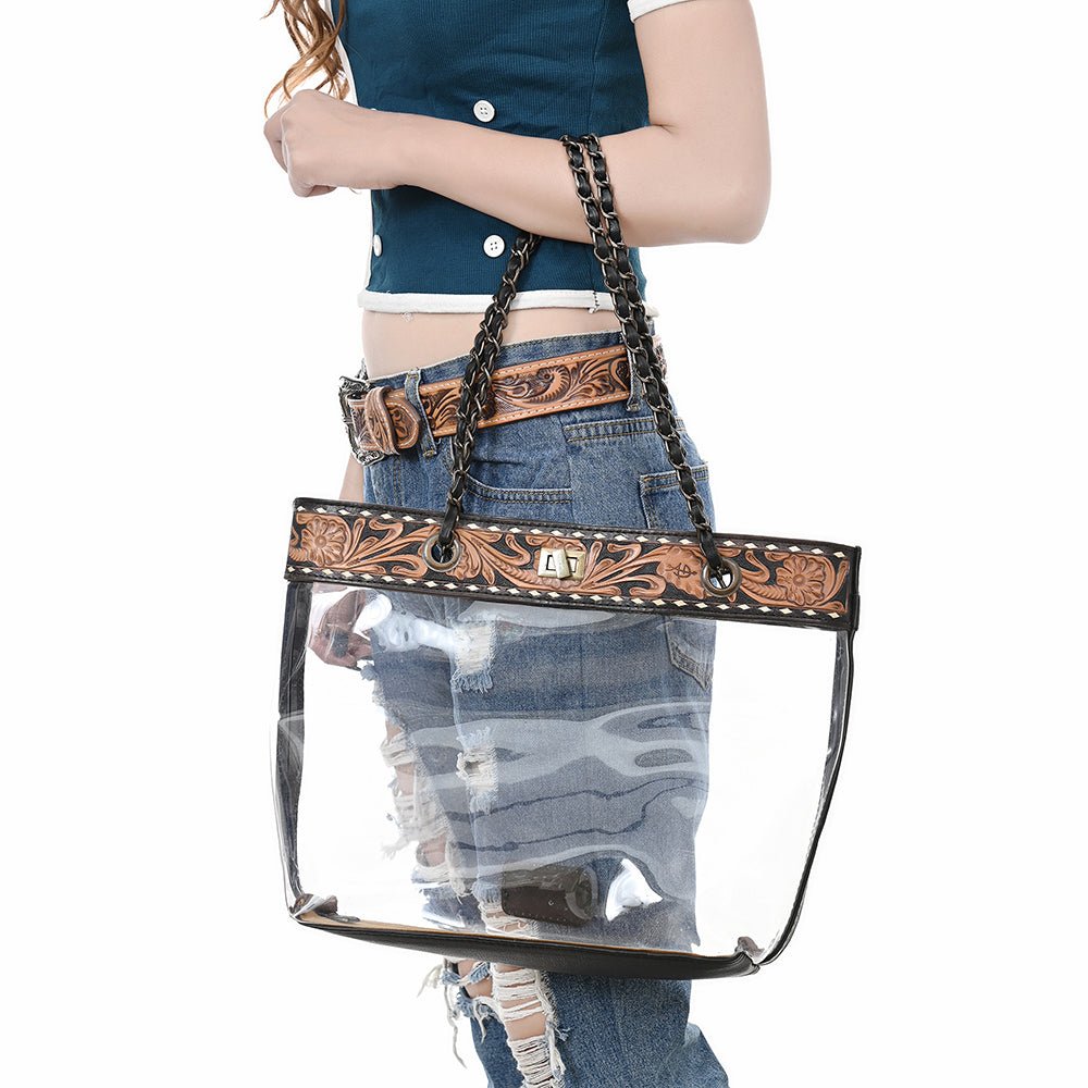 American Darling ADBG1238 Hand-Tooled Leather Shopper Tote
