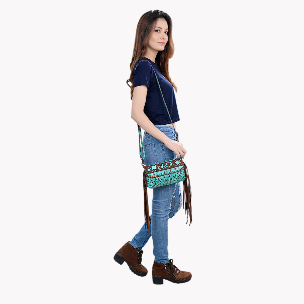 American Darling Crocodile Embossed Genuine Leather Bag