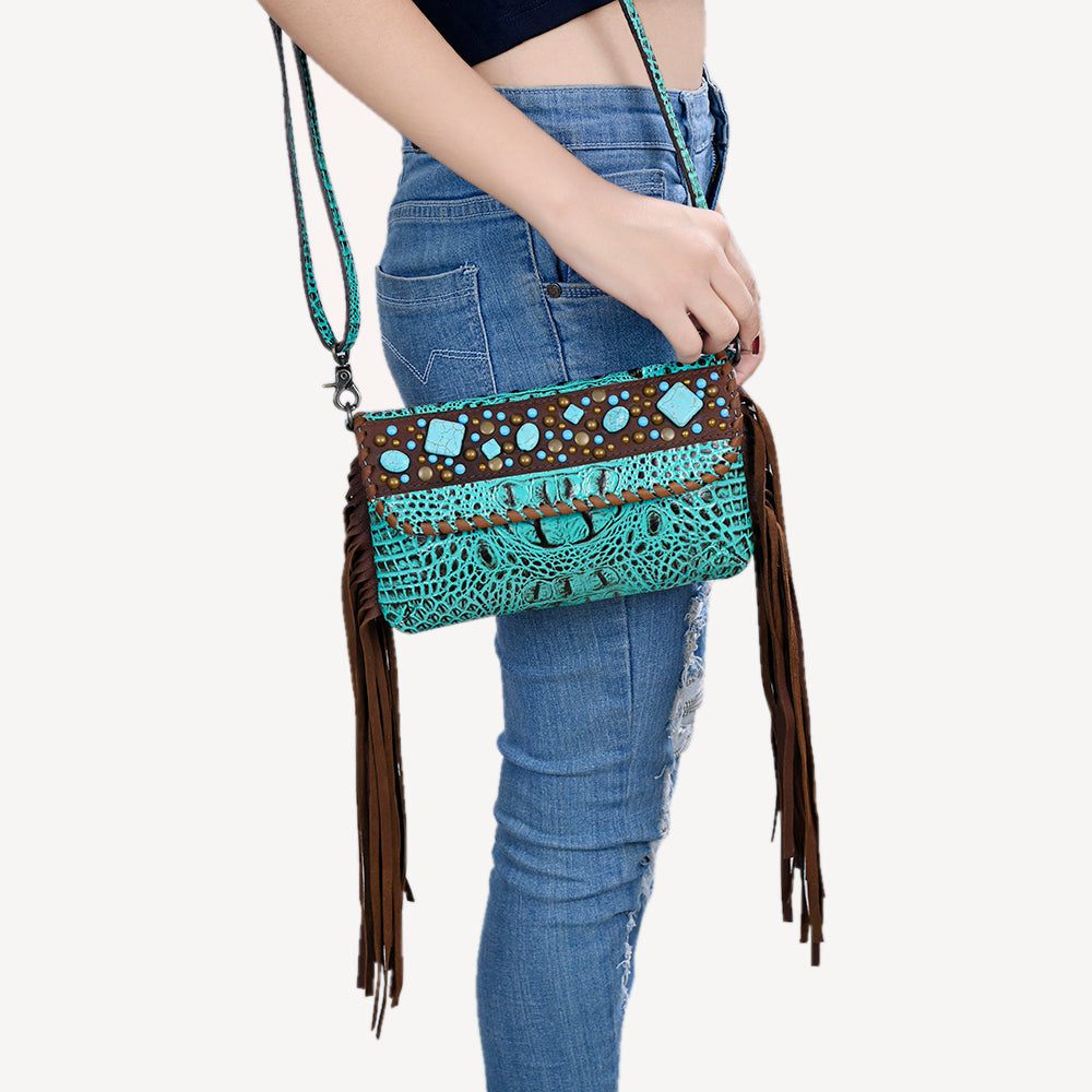 American Darling Crocodile Embossed Genuine Leather Bag