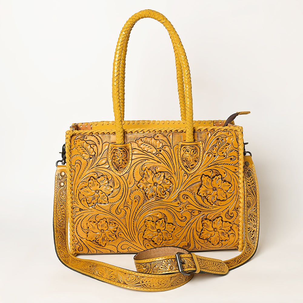American Darling Hand Tooled Leather Tote Bag  Western Floral Carved Purse