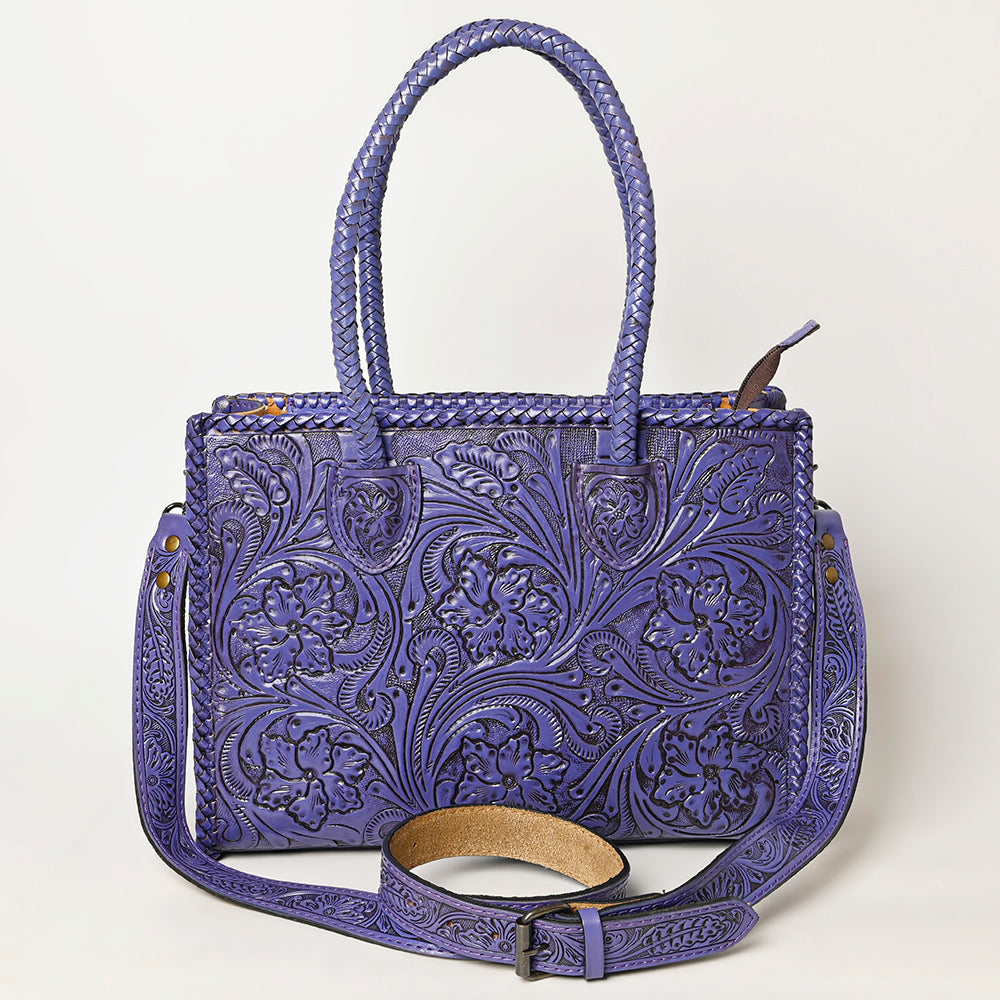 American Darling Hand Tooled Leather Tote Bag  Western Floral Carved Purse