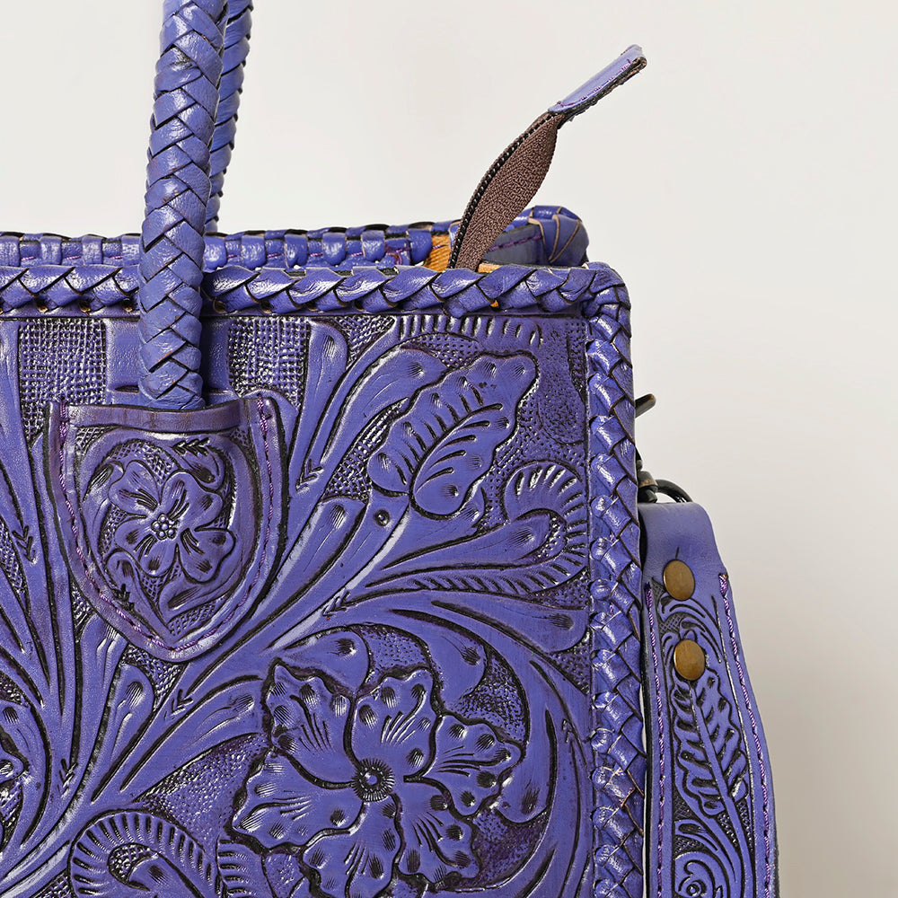 American Darling Hand Tooled Leather Tote Bag  Western Floral Carved Purse