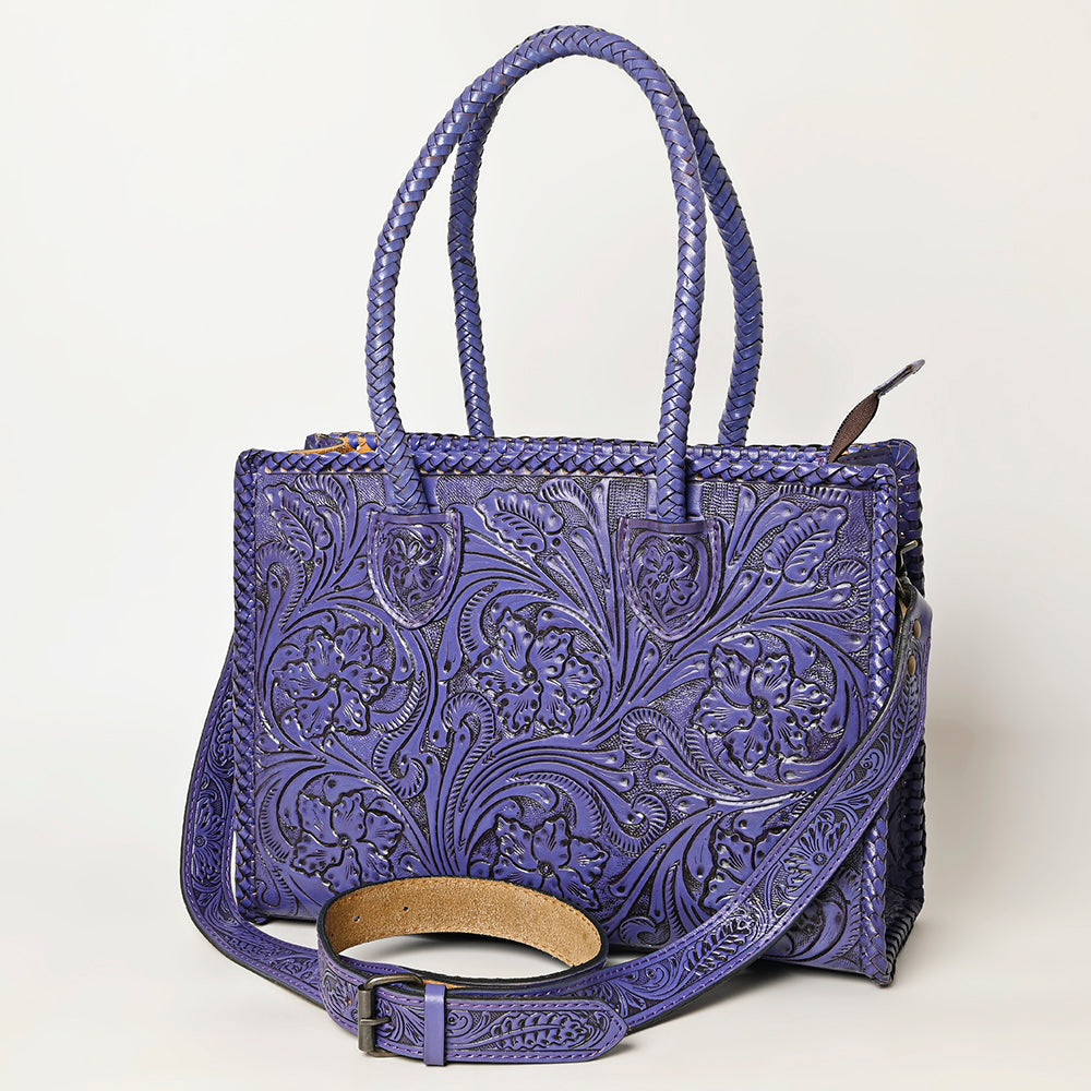 American Darling Hand Tooled Leather Tote Bag  Western Floral Carved Purse