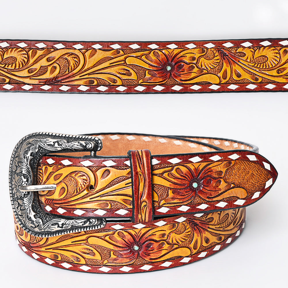 American Darling Beautifully Hand Tooled Genuine American Leather Belt Men and  Women