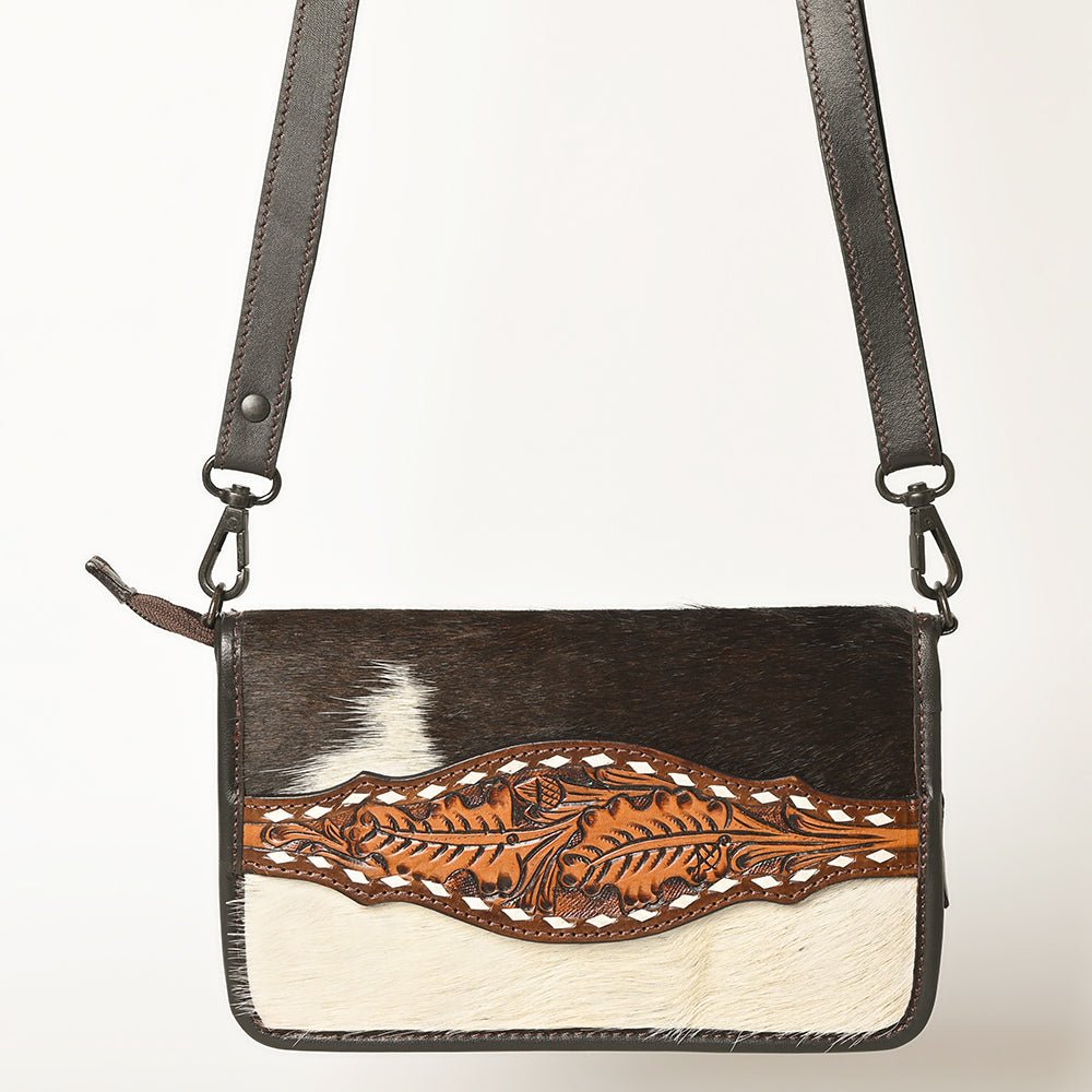 American Darling Crossbody Hand Tooled Hair-On Genuine Leather
