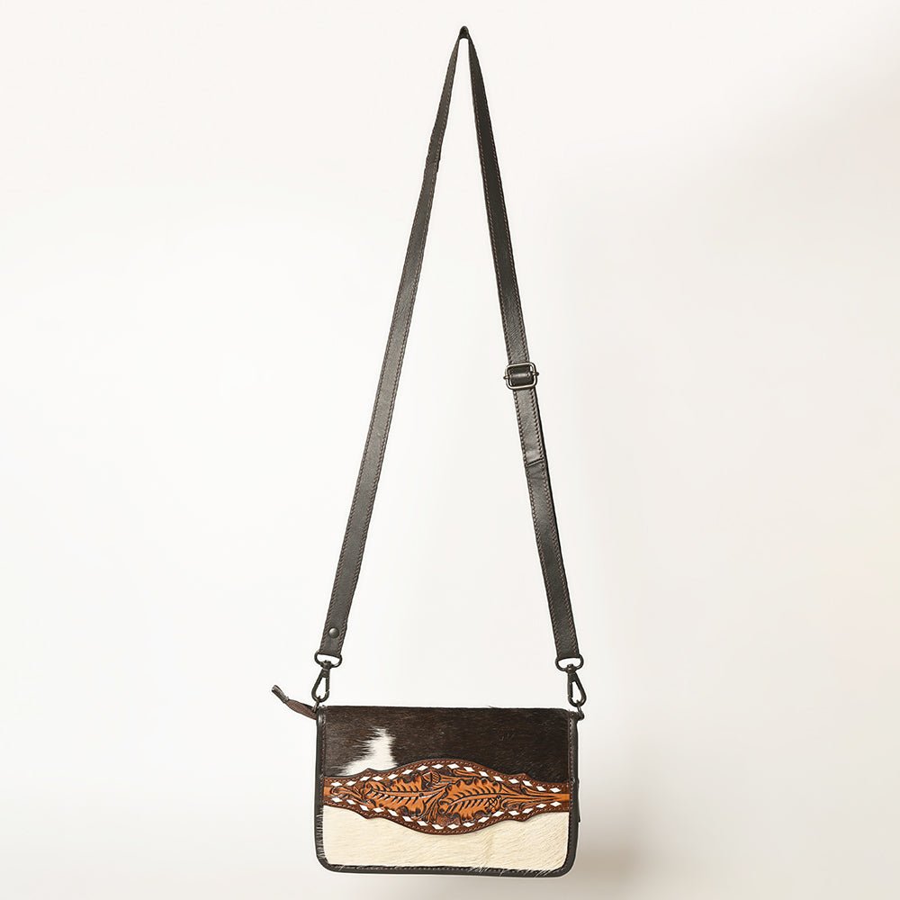 American Darling Crossbody Hand Tooled Hair-On Genuine Leather