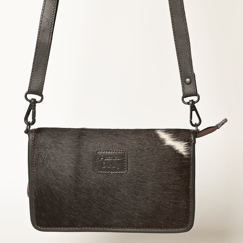 American Darling Crossbody Hand Tooled Hair-On Genuine Leather