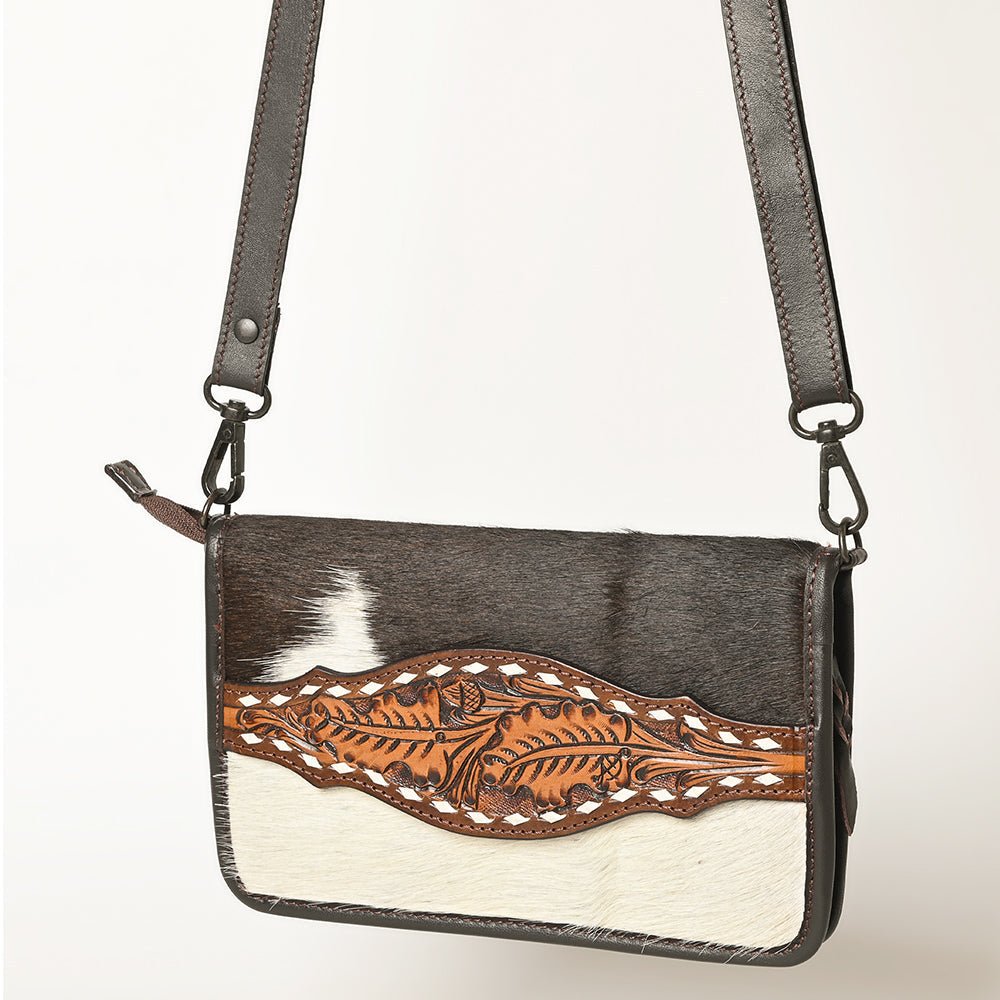 American Darling Crossbody Hand Tooled Hair-On Genuine Leather