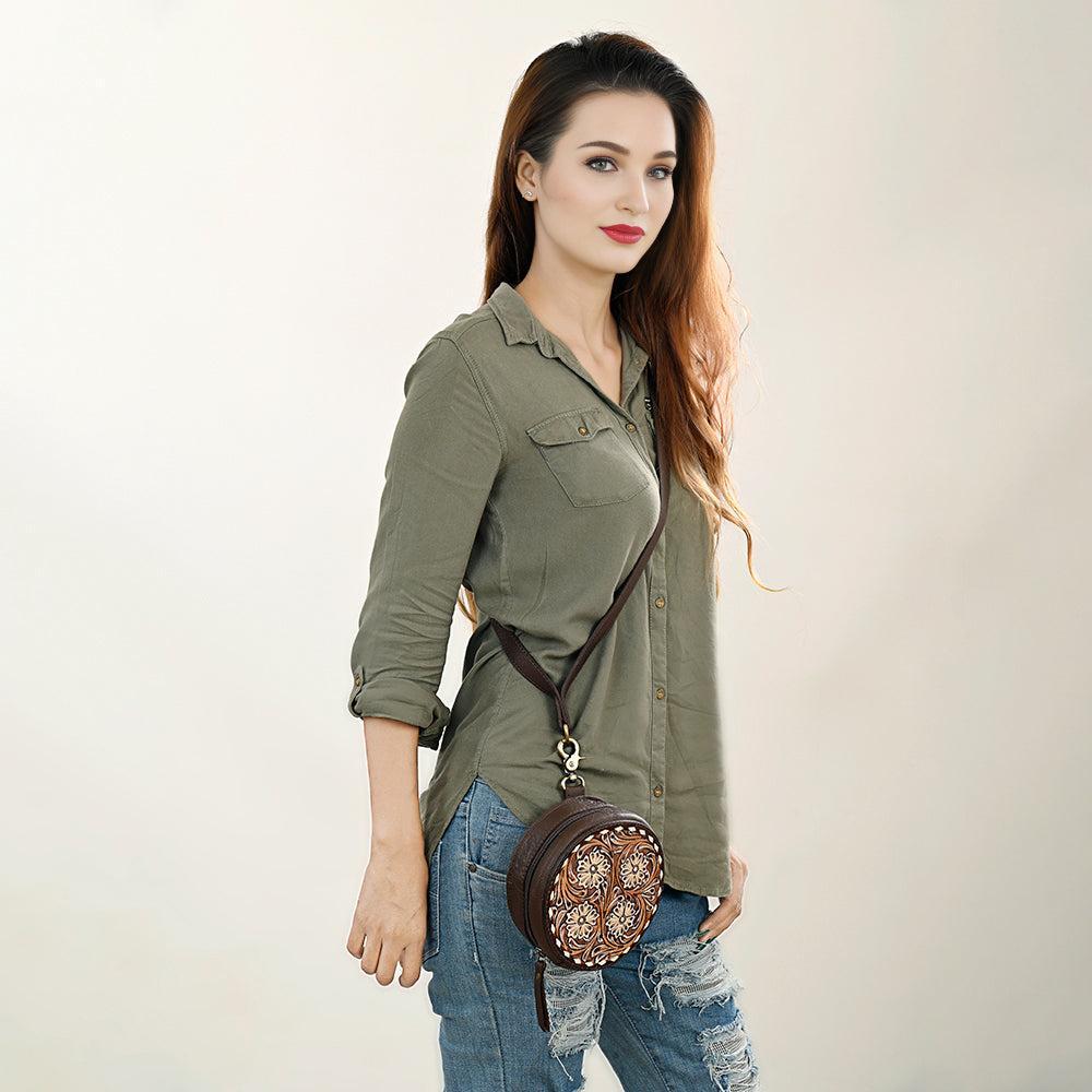 American Darling Hand-Tooled Genuine Leather Bag