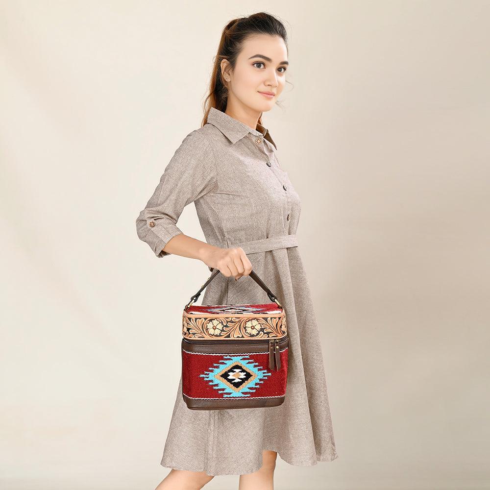 American Darling Hand-Tooled Saddle Blanket Leather Bag