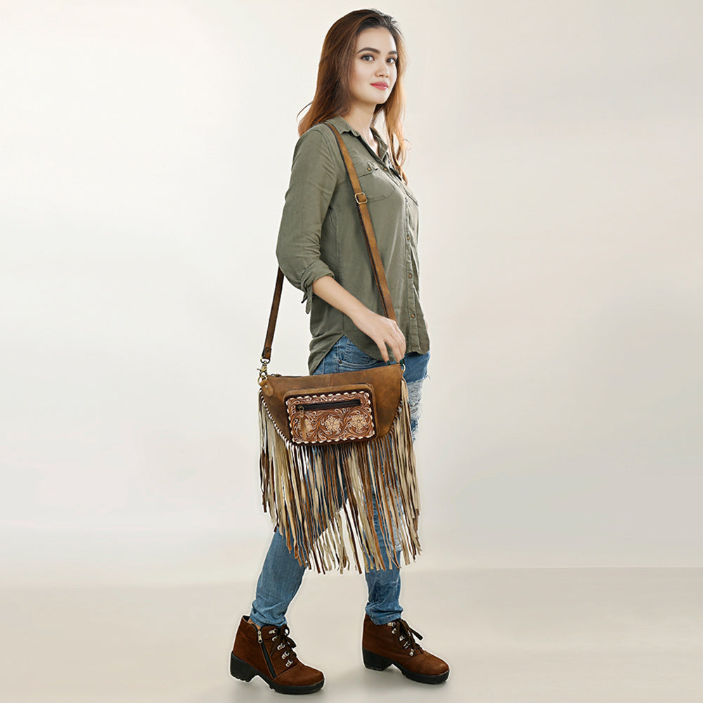 American Darling Hand-Tooled Genuine Leather Bag