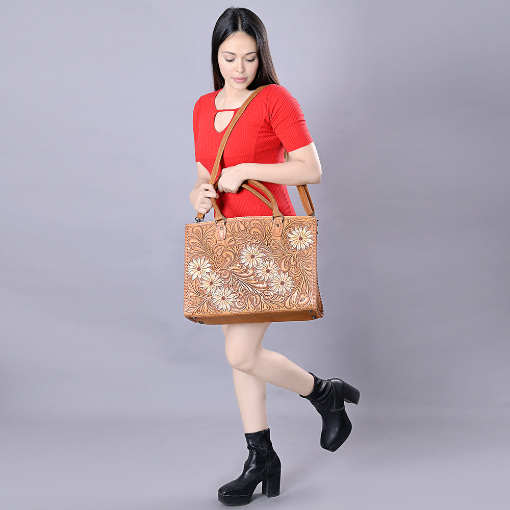 American Darling Briefcase Hand Tooled Genuine Leather