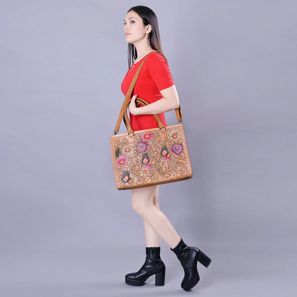 American Darling Briefcase Hand Tooled Genuine Leather